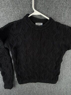 COOGI Australia Black 3D Textured Knit Sweater Pullover Cotton Small Ladies